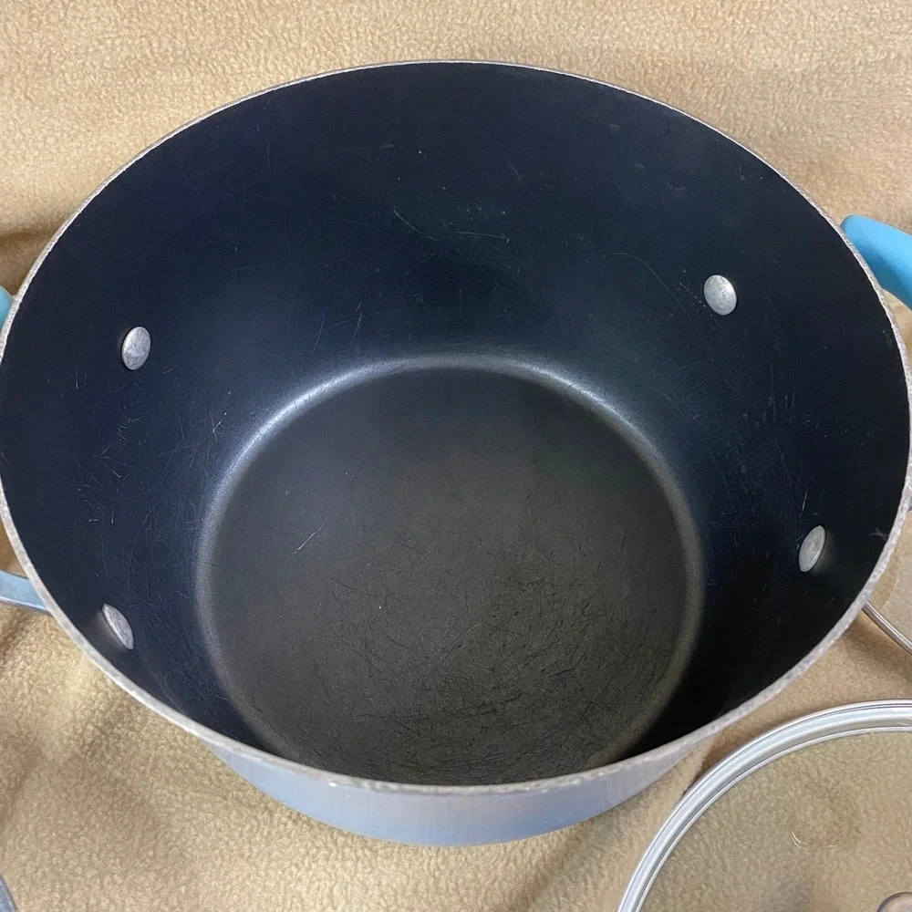 Rachael Ray Cookware Set 8pc Sky Blue Nonstick Porcelain Enamel Kitchen Pots GUC